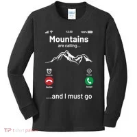 Mountains Are Calling Funny Nature Design Kids Long Sleeve Shirt thumb 0