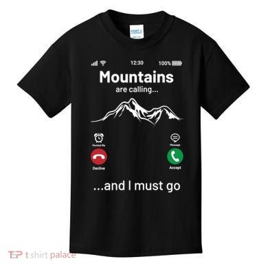 Mountains Are Calling Funny Nature Design Kids T-Shirt