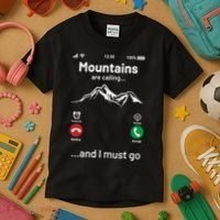 Mountains Are Calling Funny Nature Design Kids T-Shirt thumb 3