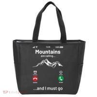 Mountains Are Calling Funny Nature Design Tote Bag thumb 0