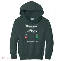 Mountains Are Calling Funny Nature Design Kids Hoodie thumb 0