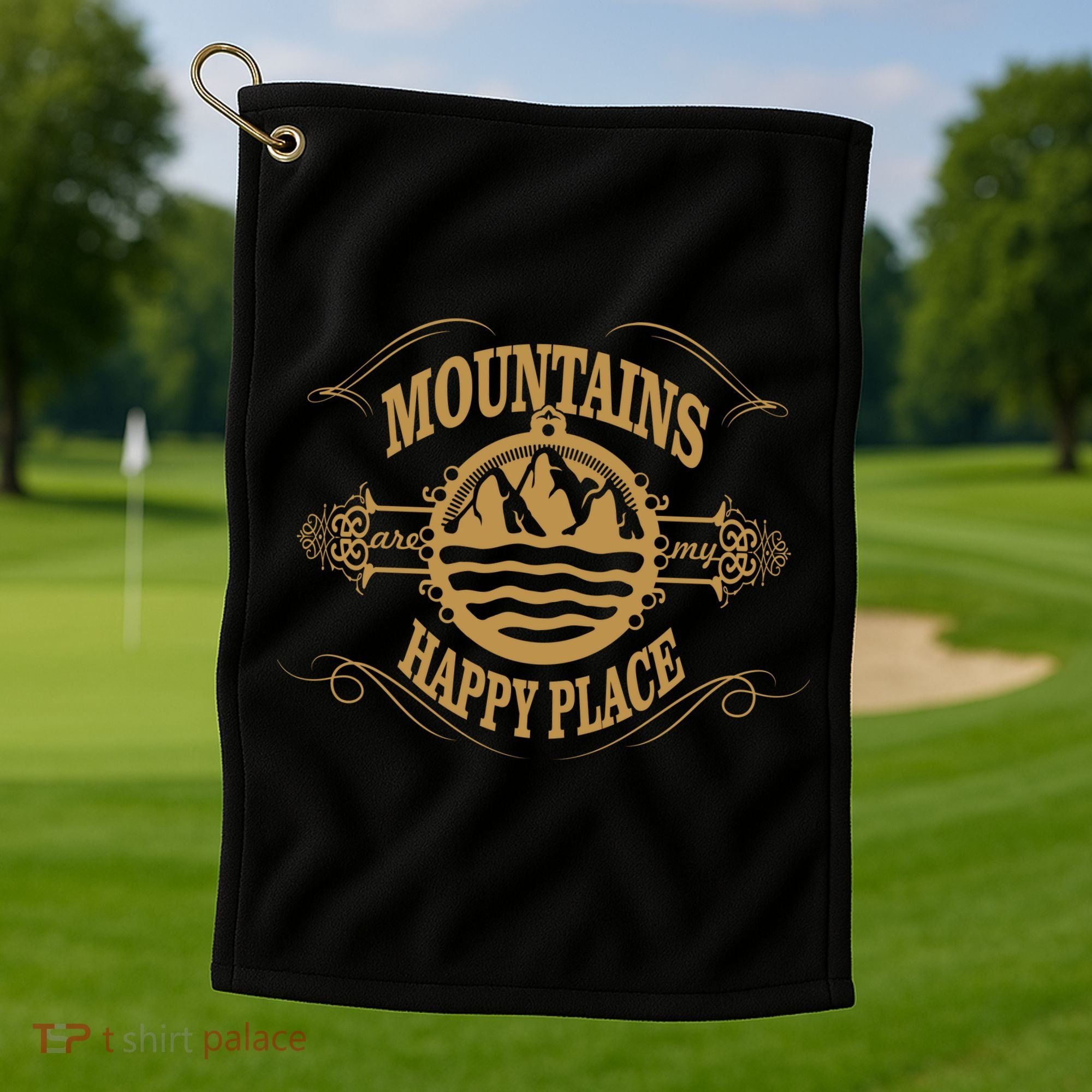 Mountains Are My Happy Place Golf Towel