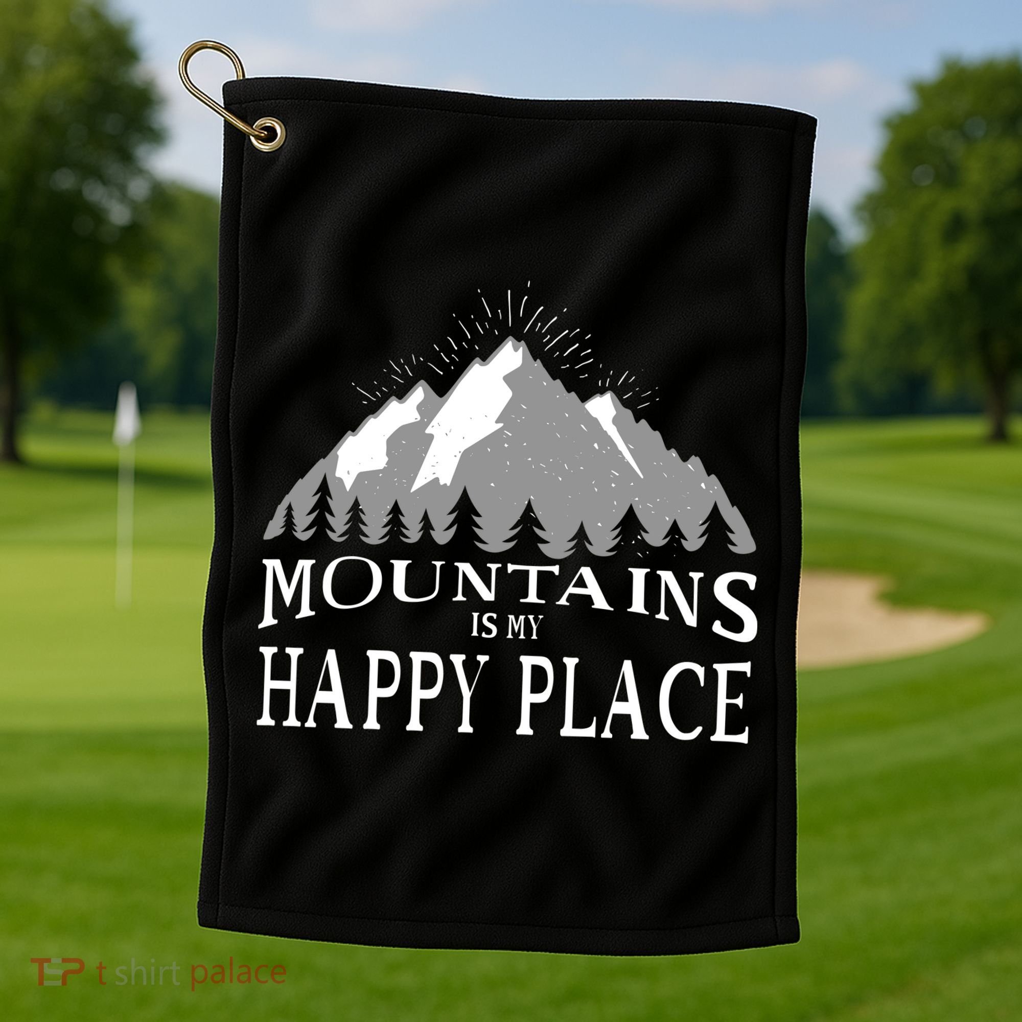 Mountains Is My Happy Place Golf Towel