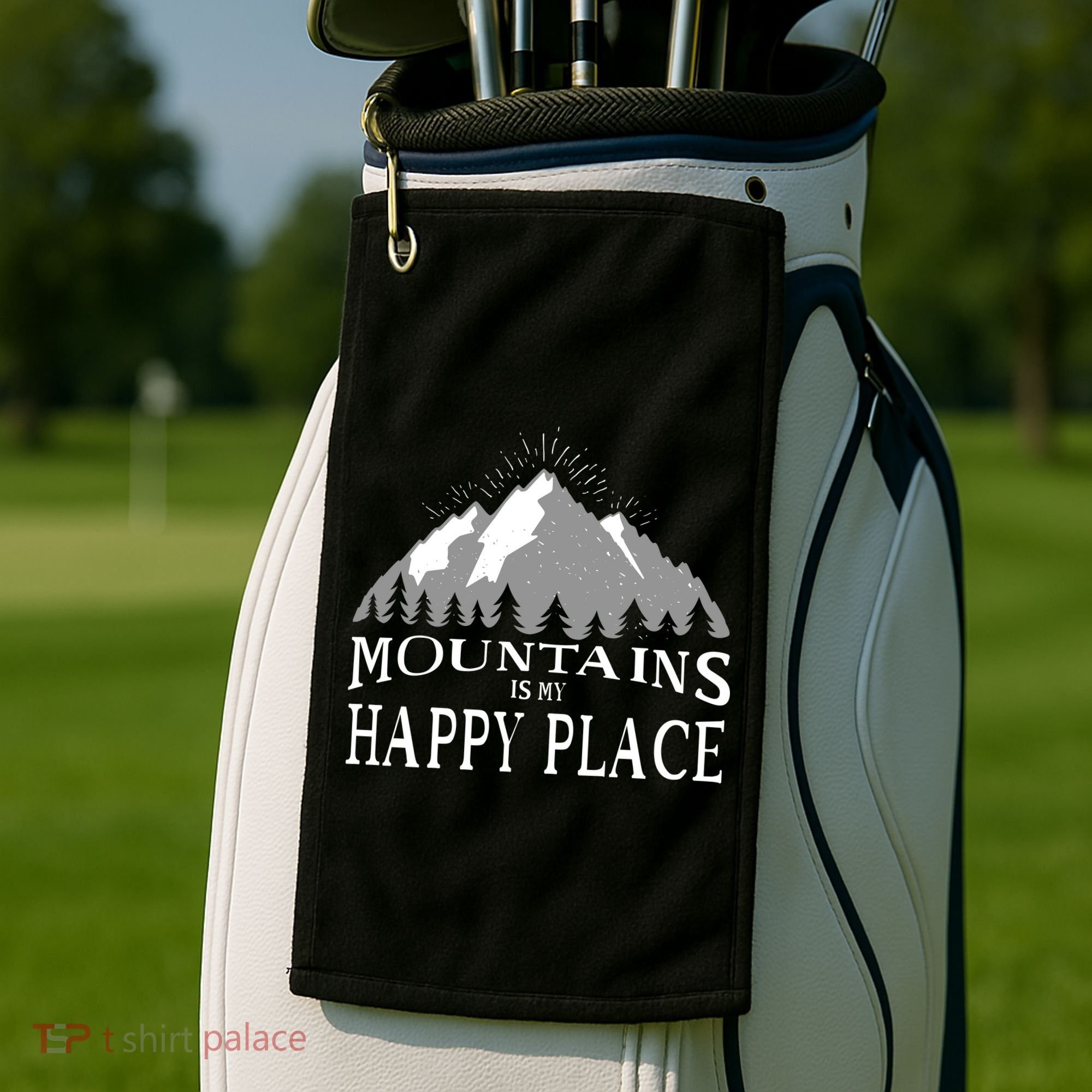 Mountains Is My Happy Place Golf Towel