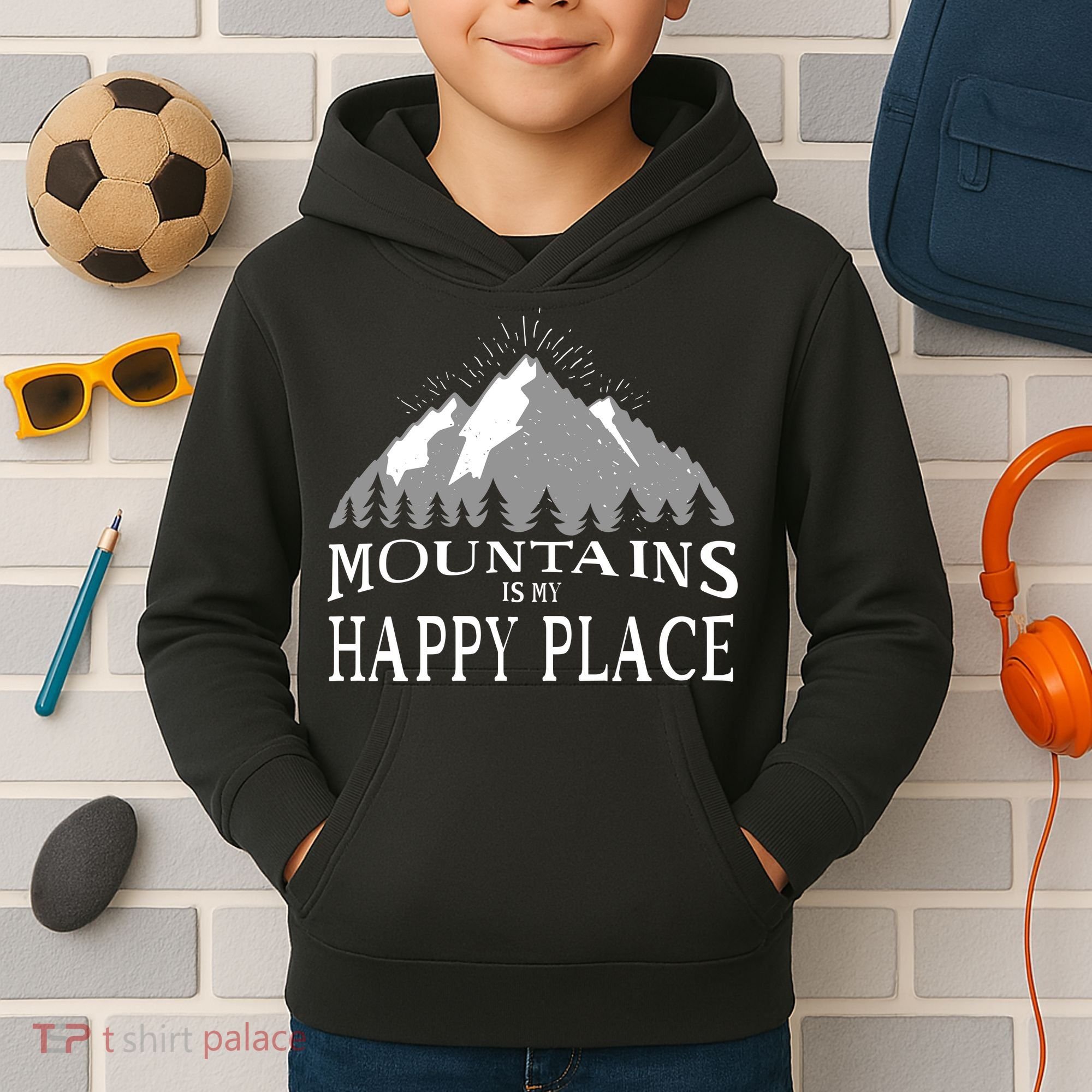 Mountains Is My Happy Place Kids Hoodie