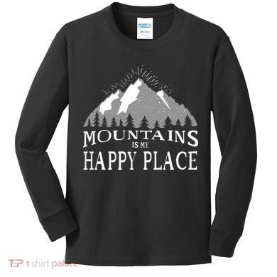 Mountains Is My Happy Place Kids Long Sleeve Shirt