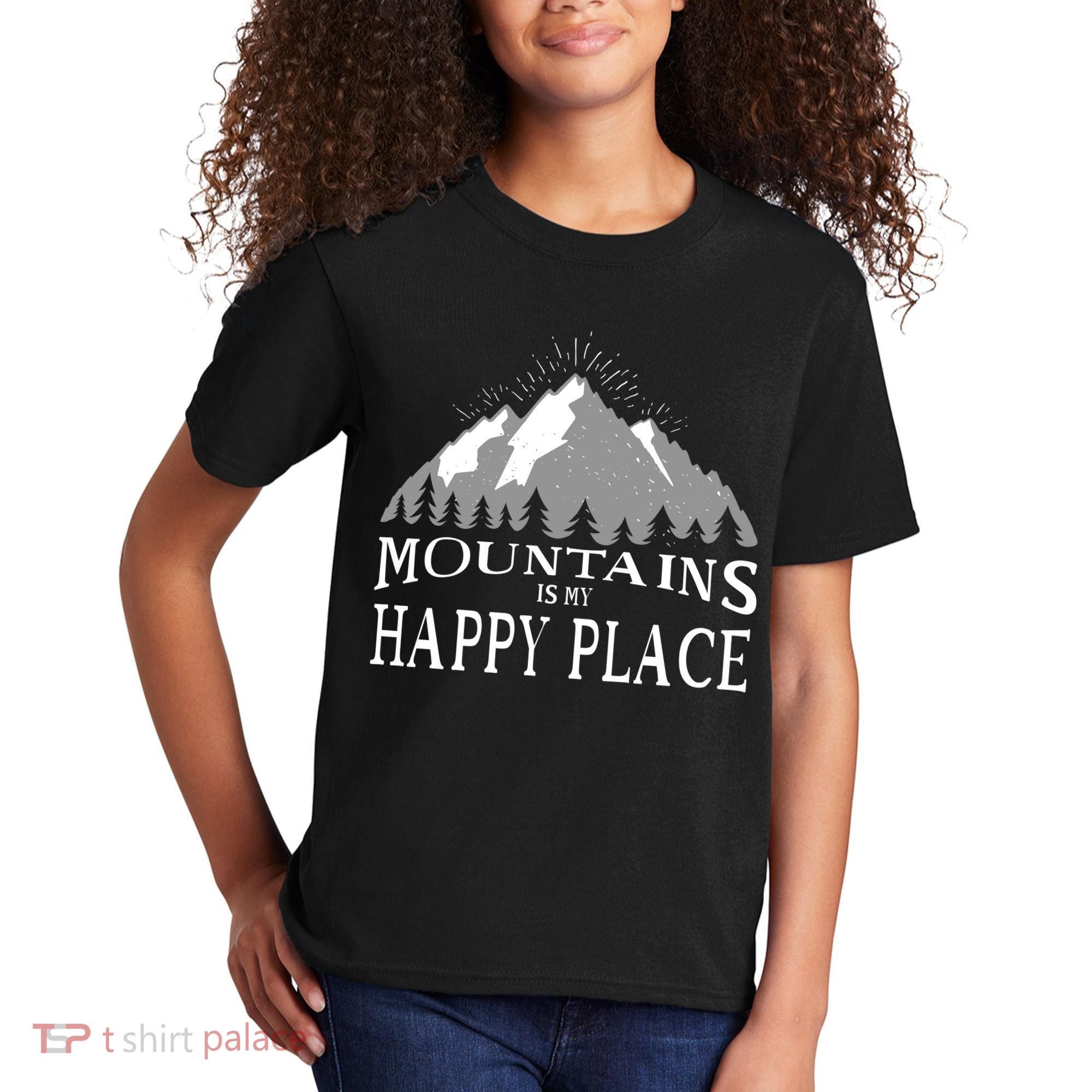 Mountains Is My Happy Place Kids T-Shirt