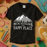 Mountains Is My Happy Place Kids T-Shirt thumb 3