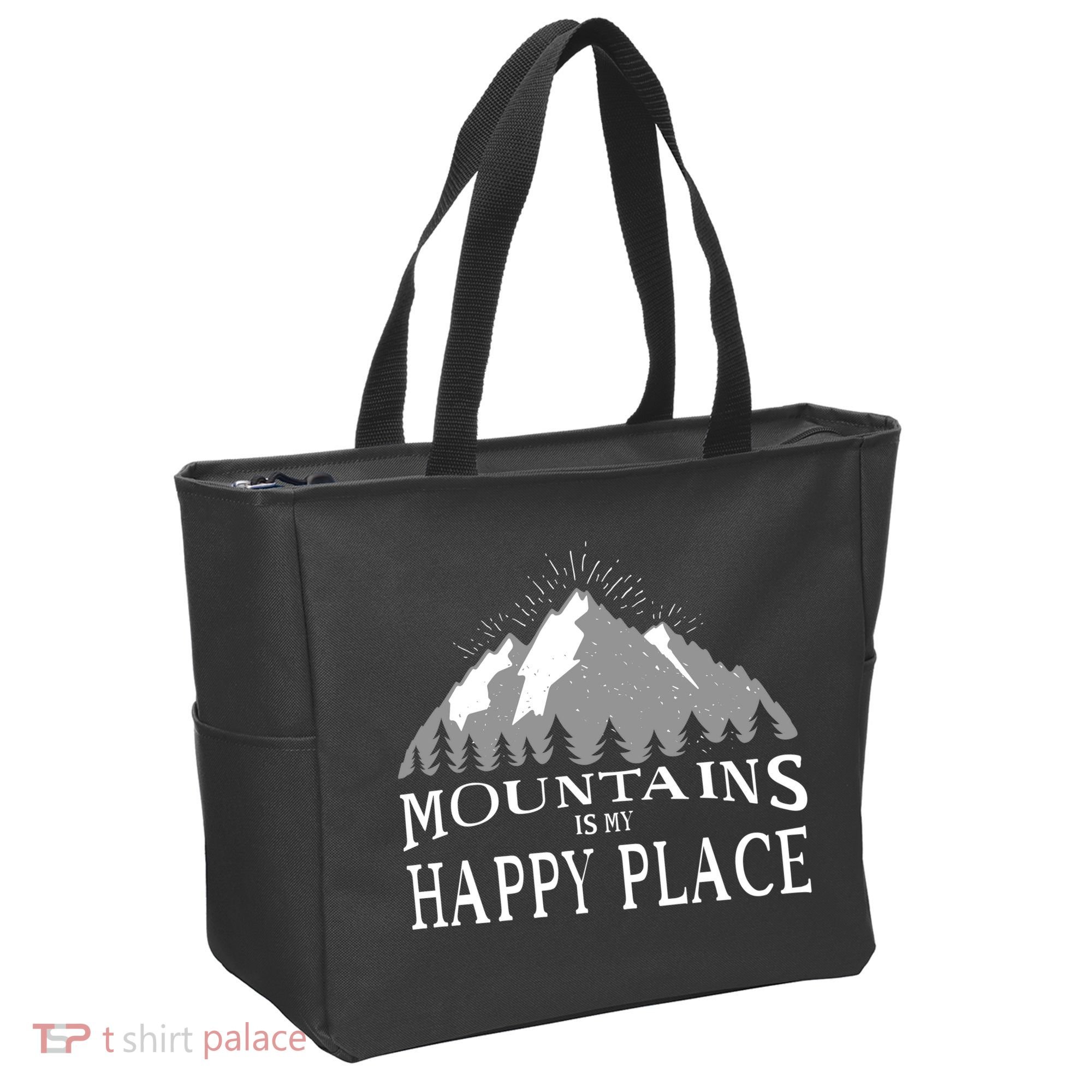 Mountains Is My Happy Place Tote Bag