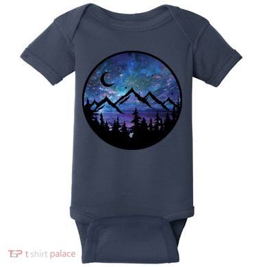Mountains Star Night Sky Baby Bodysuit