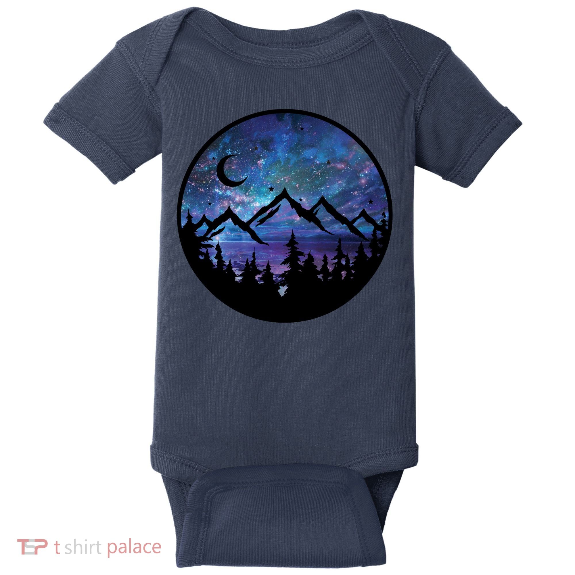 Mountains Star Night Sky Baby Bodysuit