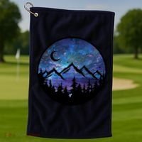 Mountains Star Night Sky Golf Towel thumb 1