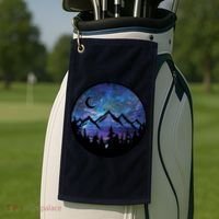 Mountains Star Night Sky Golf Towel thumb 2