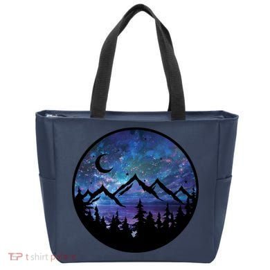 Mountains Star Night Sky Tote Bag
