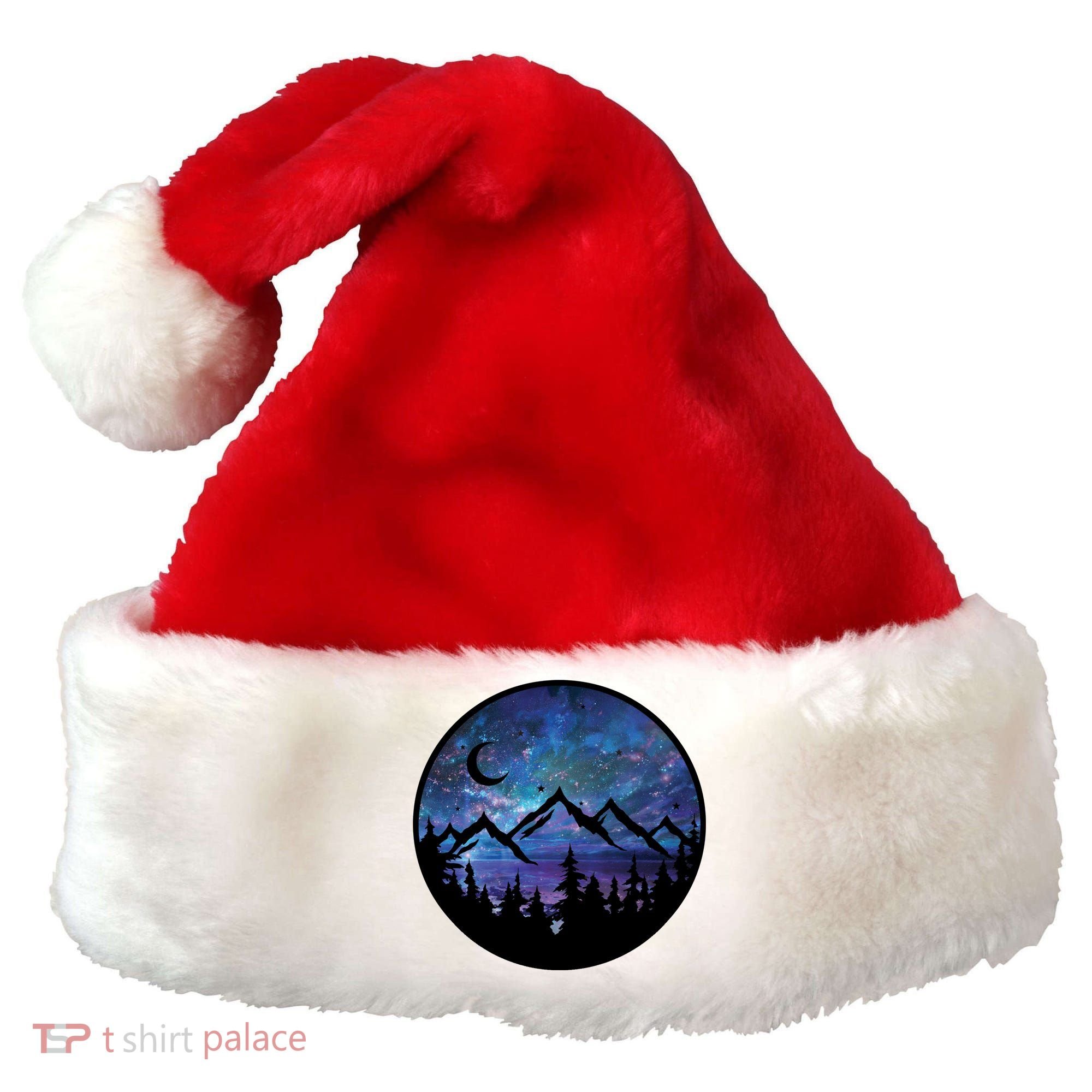 Mountains Star Night Sky Santa Hat
