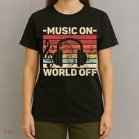 Music On World Off Music Lovers Musician Outfit EDM Music DJ T-Shirt thumb 4