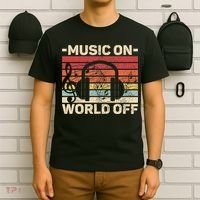 Music On World Off Music Lovers Musician Outfit EDM Music DJ T-Shirt thumb 6