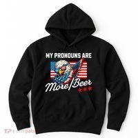 My Pronouns Are More Beer Usa Eagle American Hoodie thumb 0