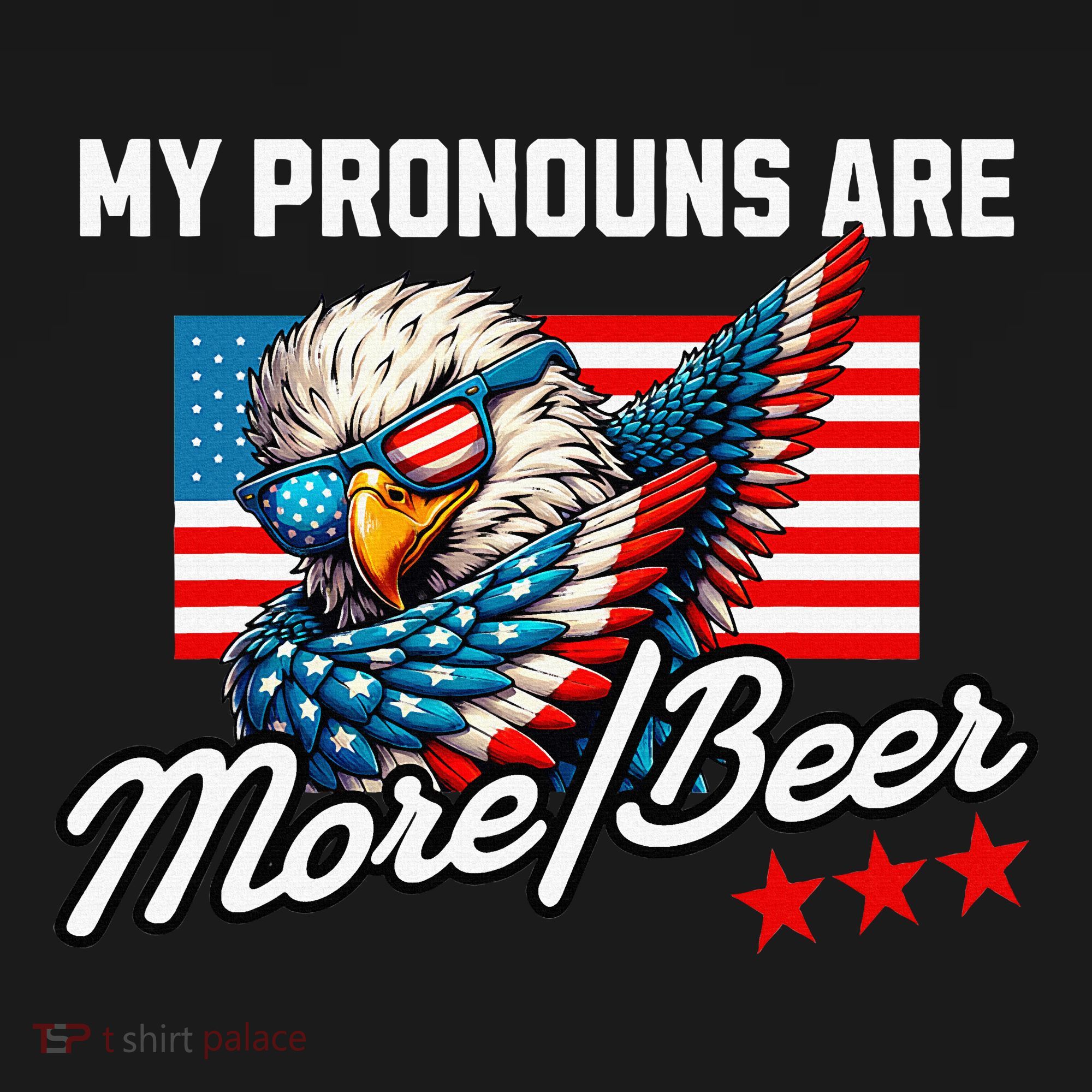 My Pronouns Are More Beer Usa Eagle American T-Shirt