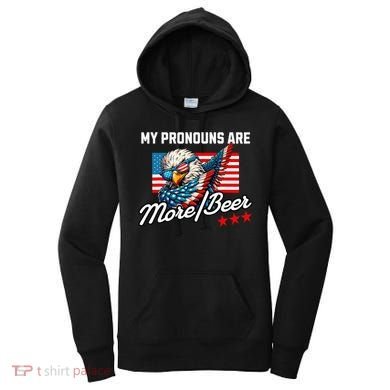 My Pronouns Are More Beer Usa Eagle American Women's Hoodie