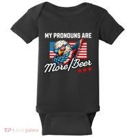 My Pronouns Are More Beer Usa Eagle American Baby Bodysuit thumb 0