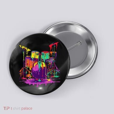 Melting Pop Art Drum Set Funny Drummer Musician Music Outfit Button