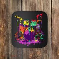 Melting Pop Art Drum Set Funny Drummer Musician Music Outfit Coaster thumb 0