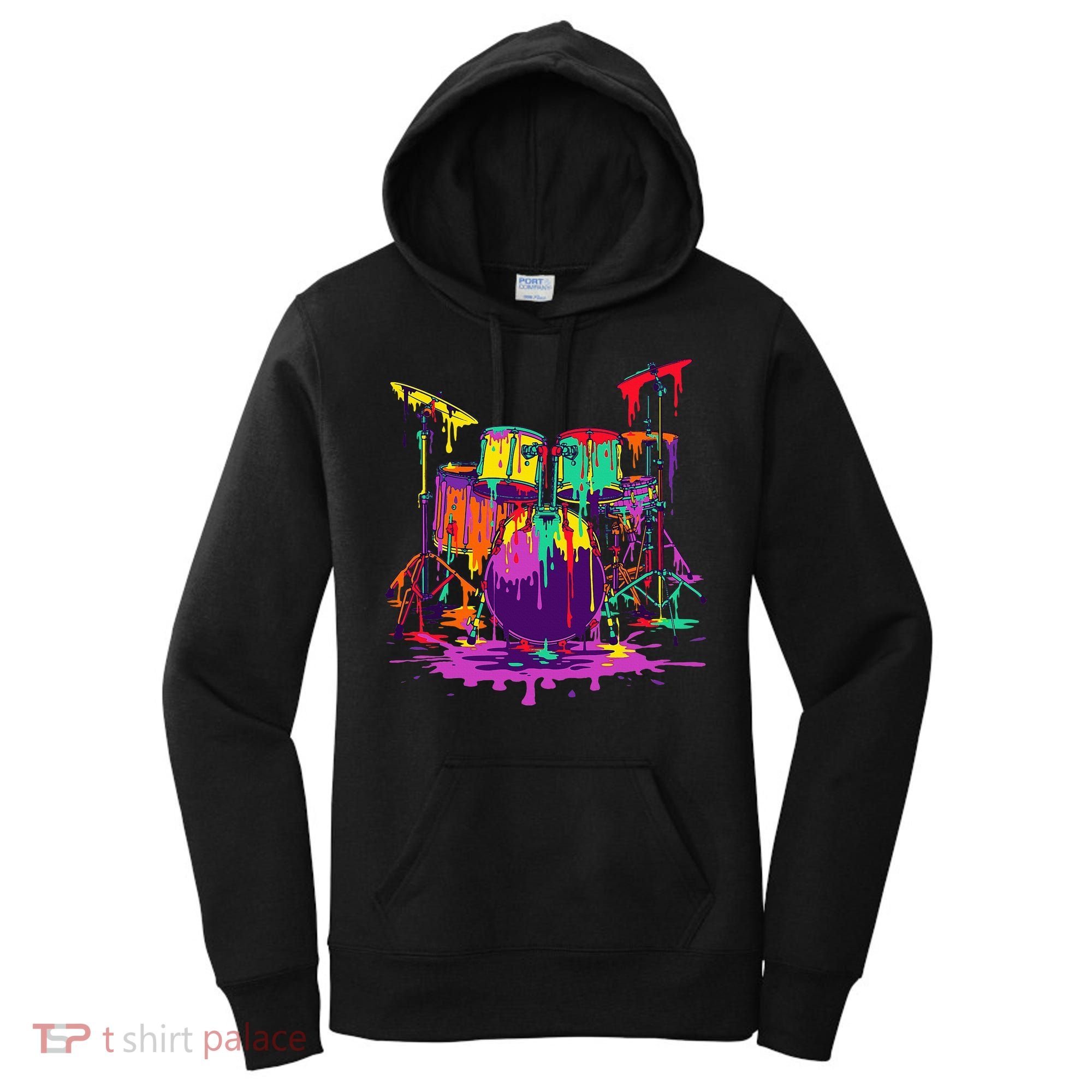 Melting Pop Art Drum Set Funny Drummer Musician Music Outfit Women's Hoodie