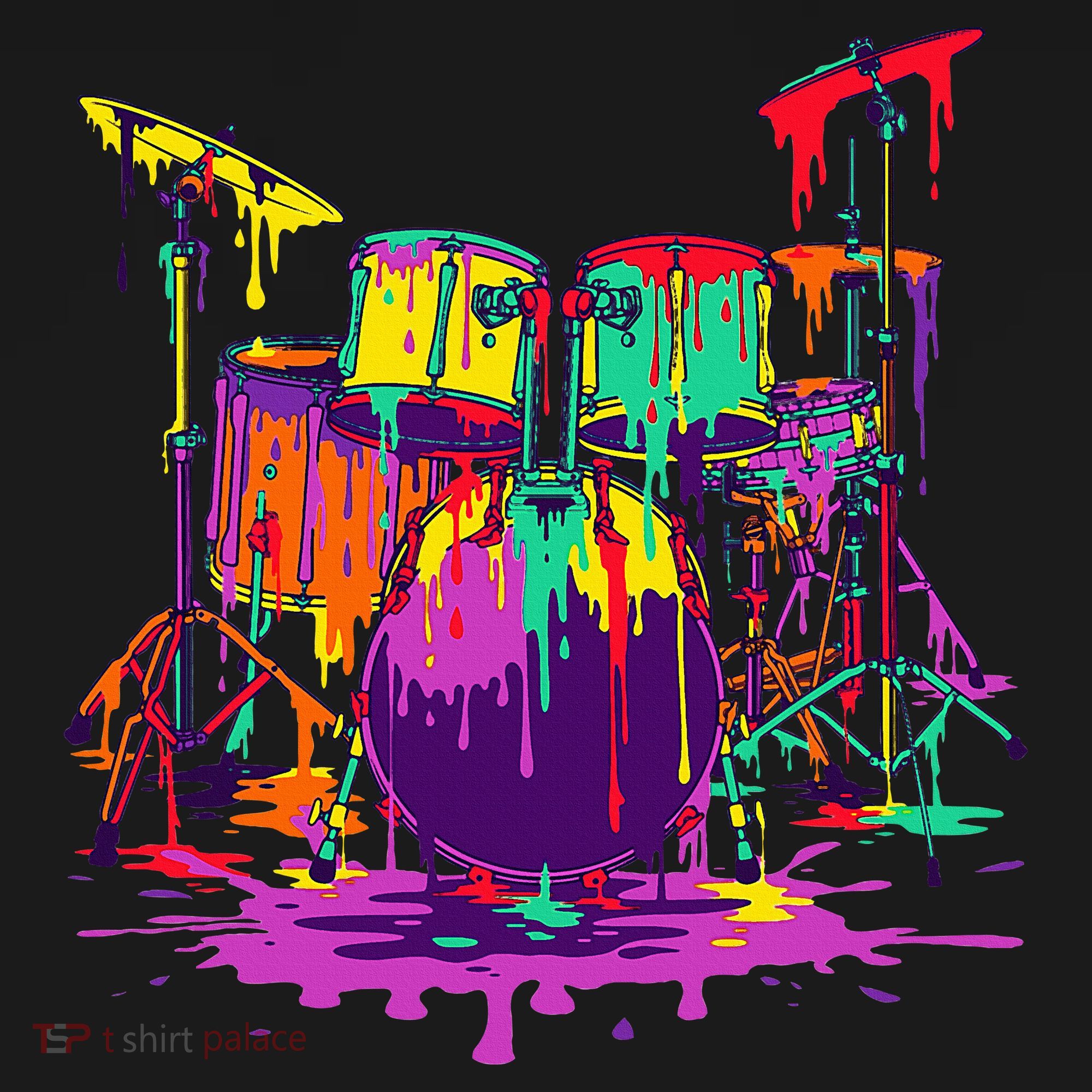 Melting Pop Art Drum Set Funny Drummer Musician Music Outfit Women's Hoodie