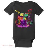Melting Pop Art Drum Set Funny Drummer Musician Music Outfit Baby Bodysuit thumb 0