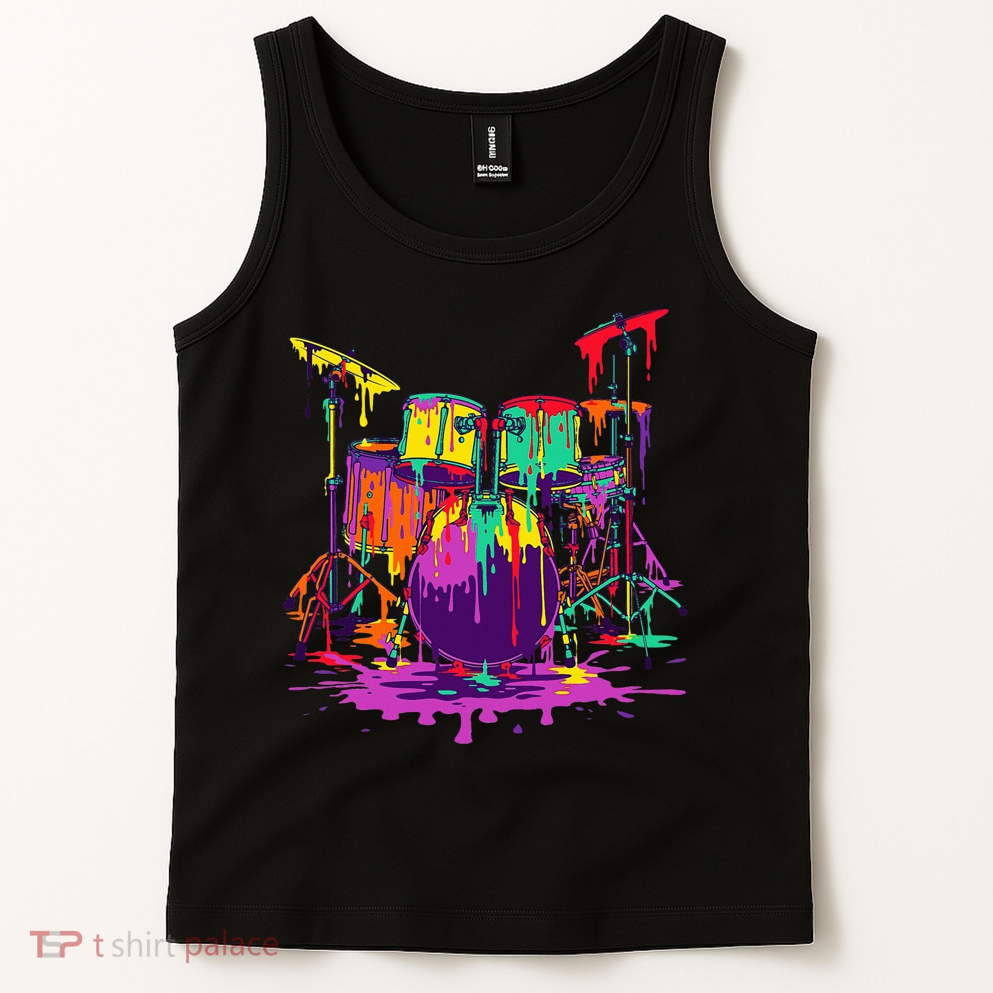 Melting Pop Art Drum Set Funny Drummer Musician Music Outfit Tank Top