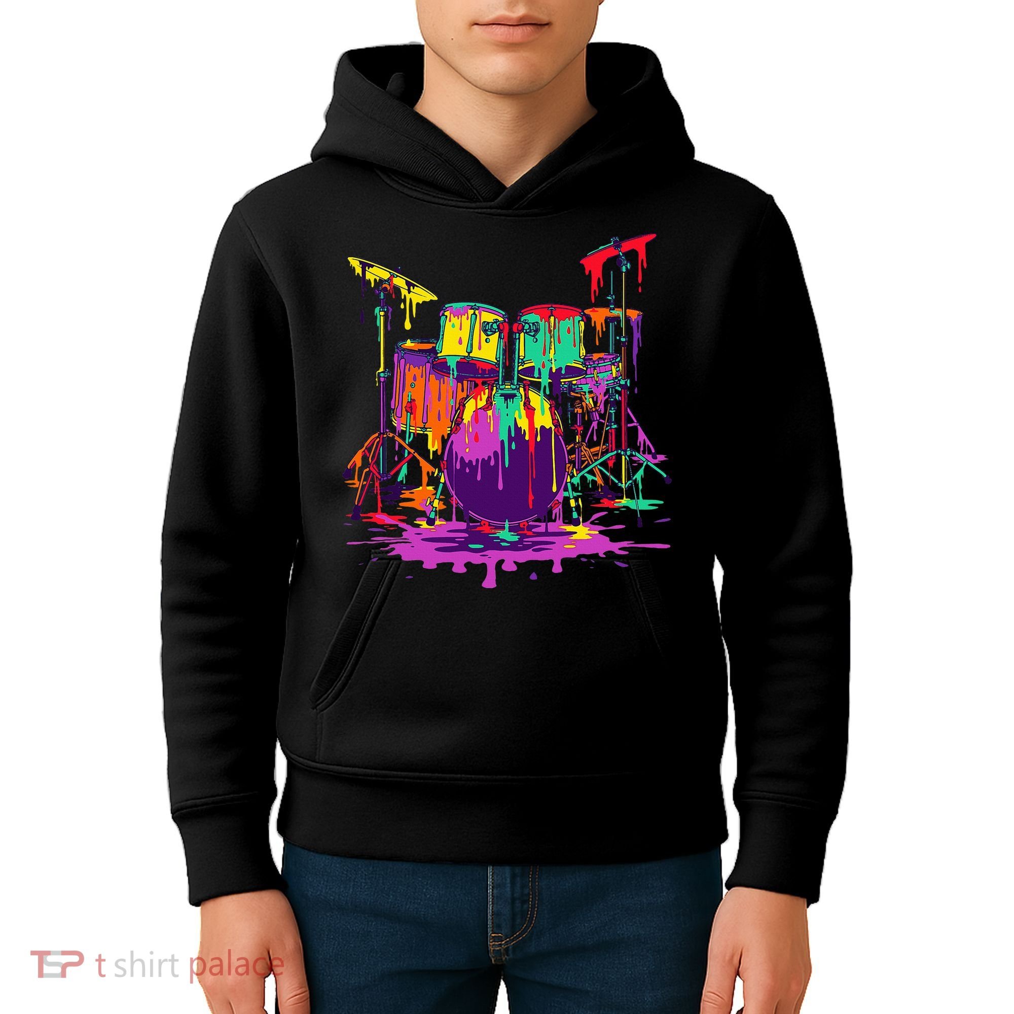 Melting Pop Art Drum Set Funny Drummer Musician Music Outfit Kids Hoodie
