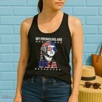 My Pronouns Are Usa Flag 4th Of July Women's Tank Top thumb 2