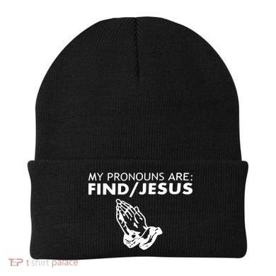 My Pronouns Are Find Jesus Retro Apparel Beanie