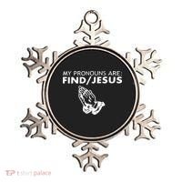 My Pronouns Are Find Jesus Retro Apparel Ornament thumb 0