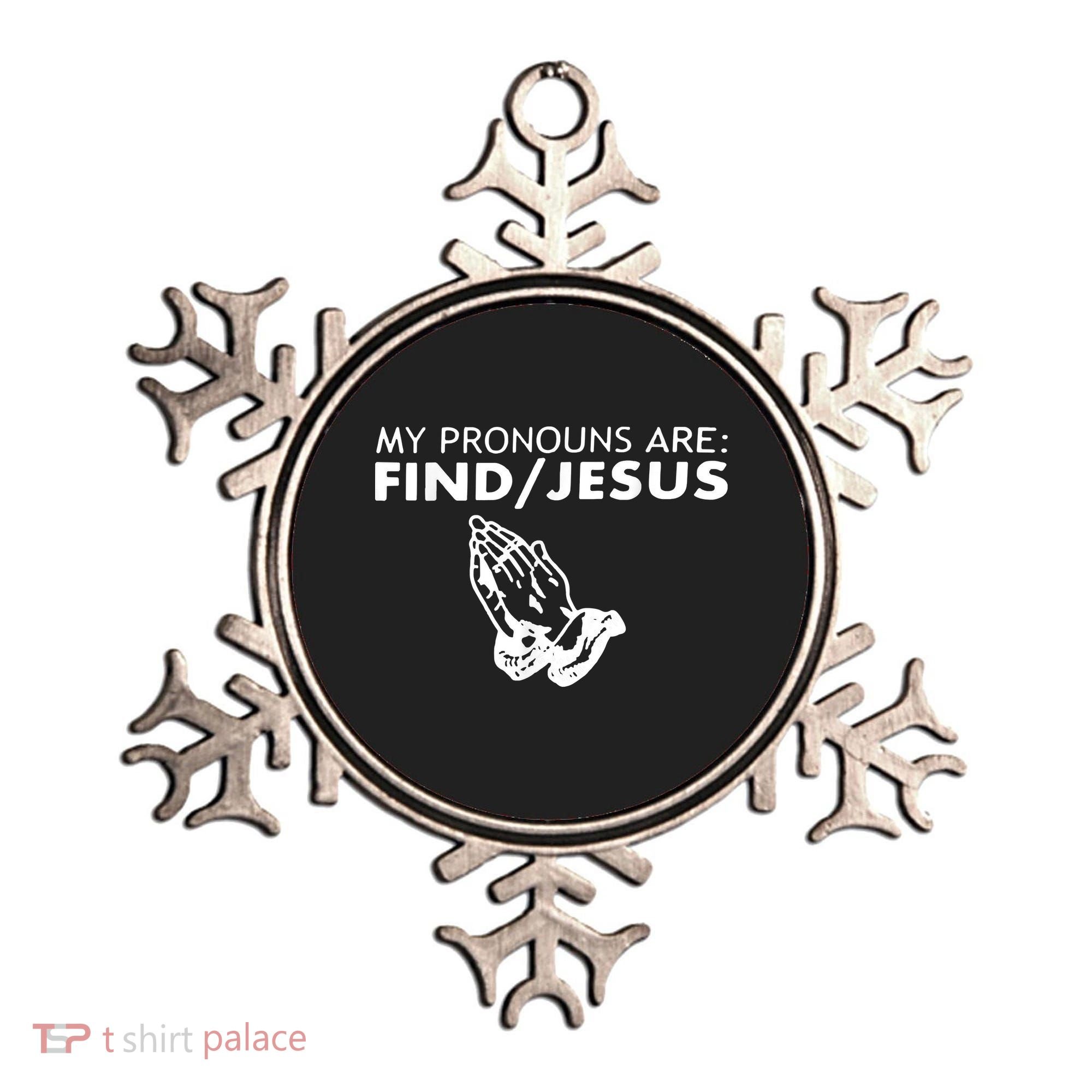 My Pronouns Are Find Jesus Retro Apparel Ornament