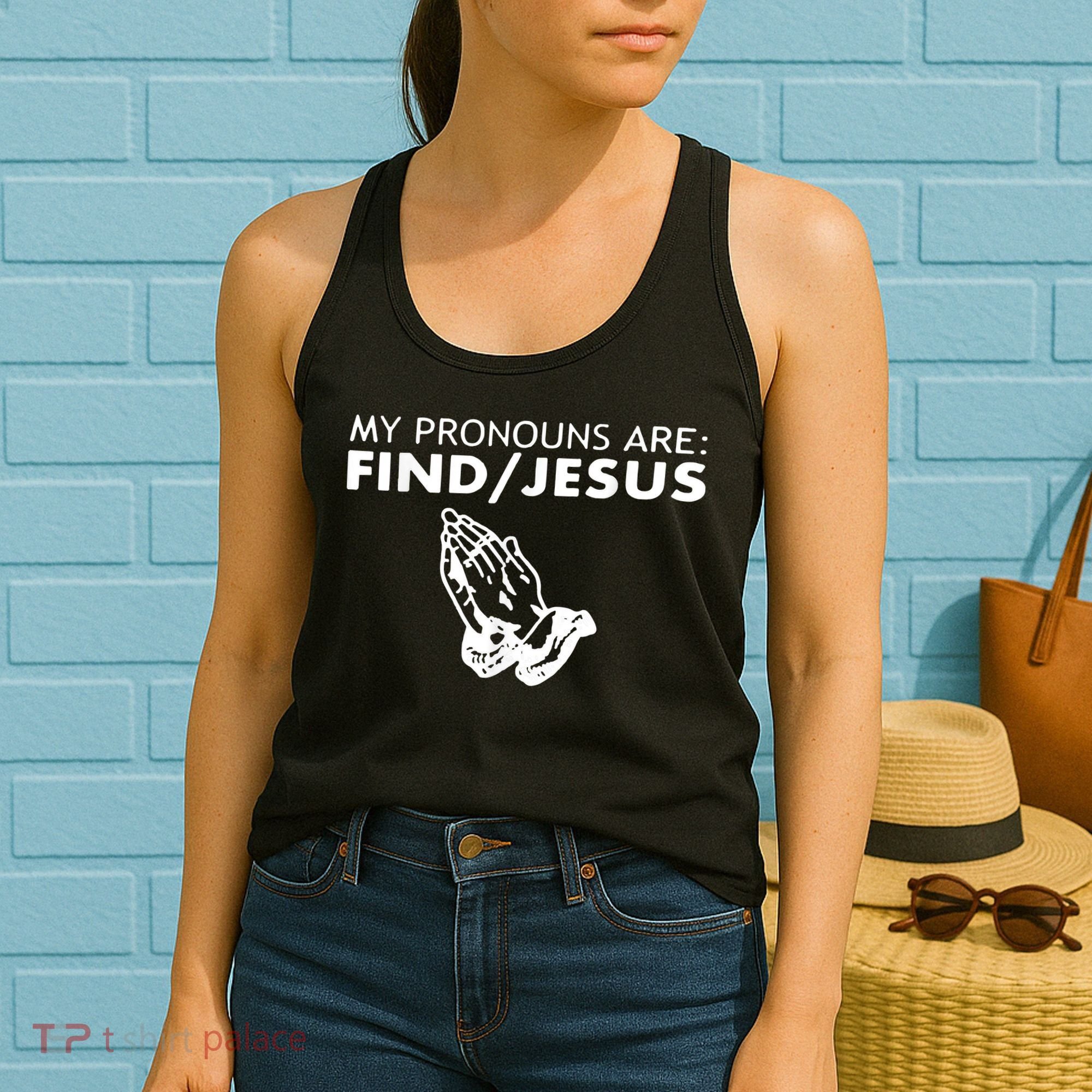 My Pronouns Are Find Jesus Retro Apparel Women's Tank Top