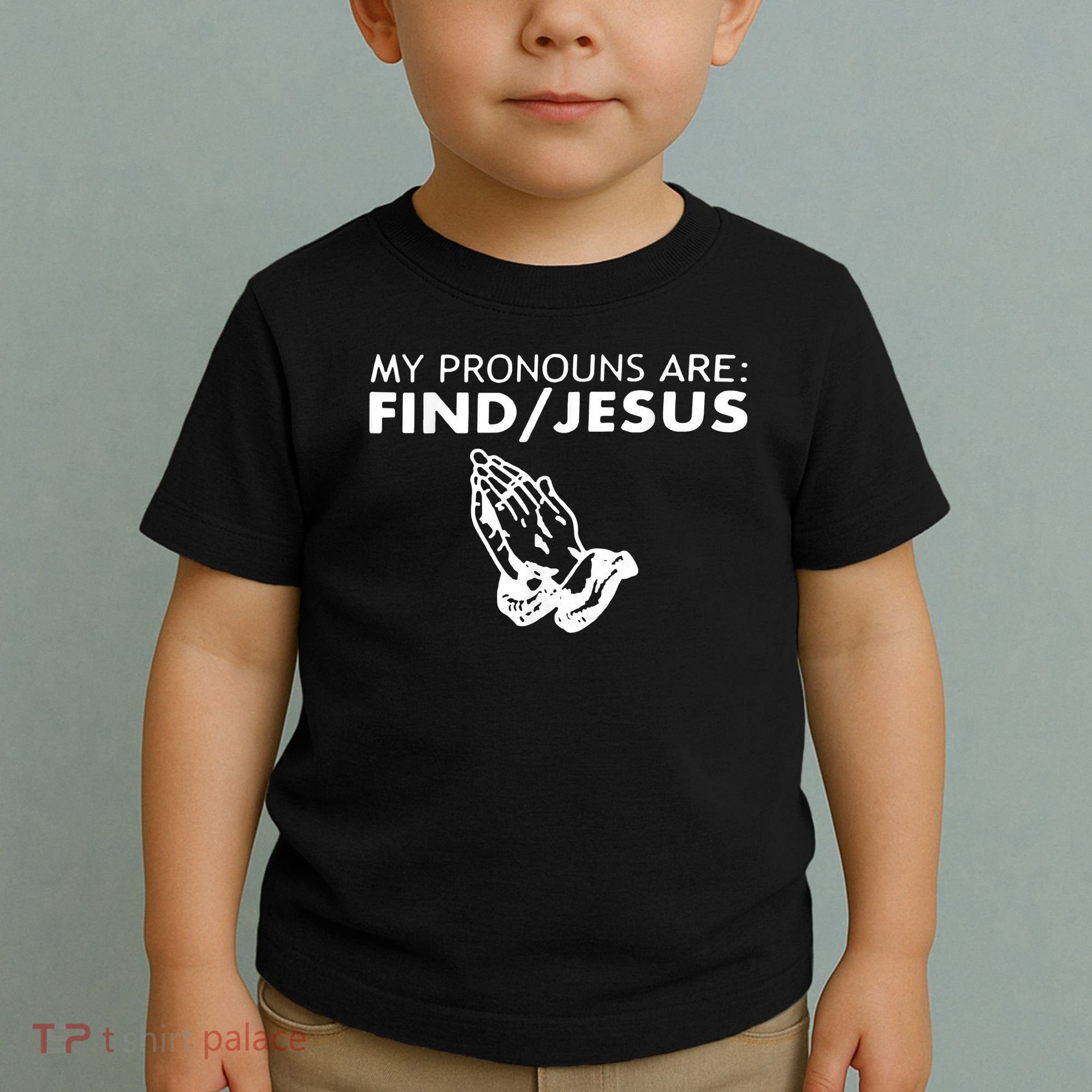 My Pronouns Are Find Jesus Retro Apparel Toddler T-Shirt