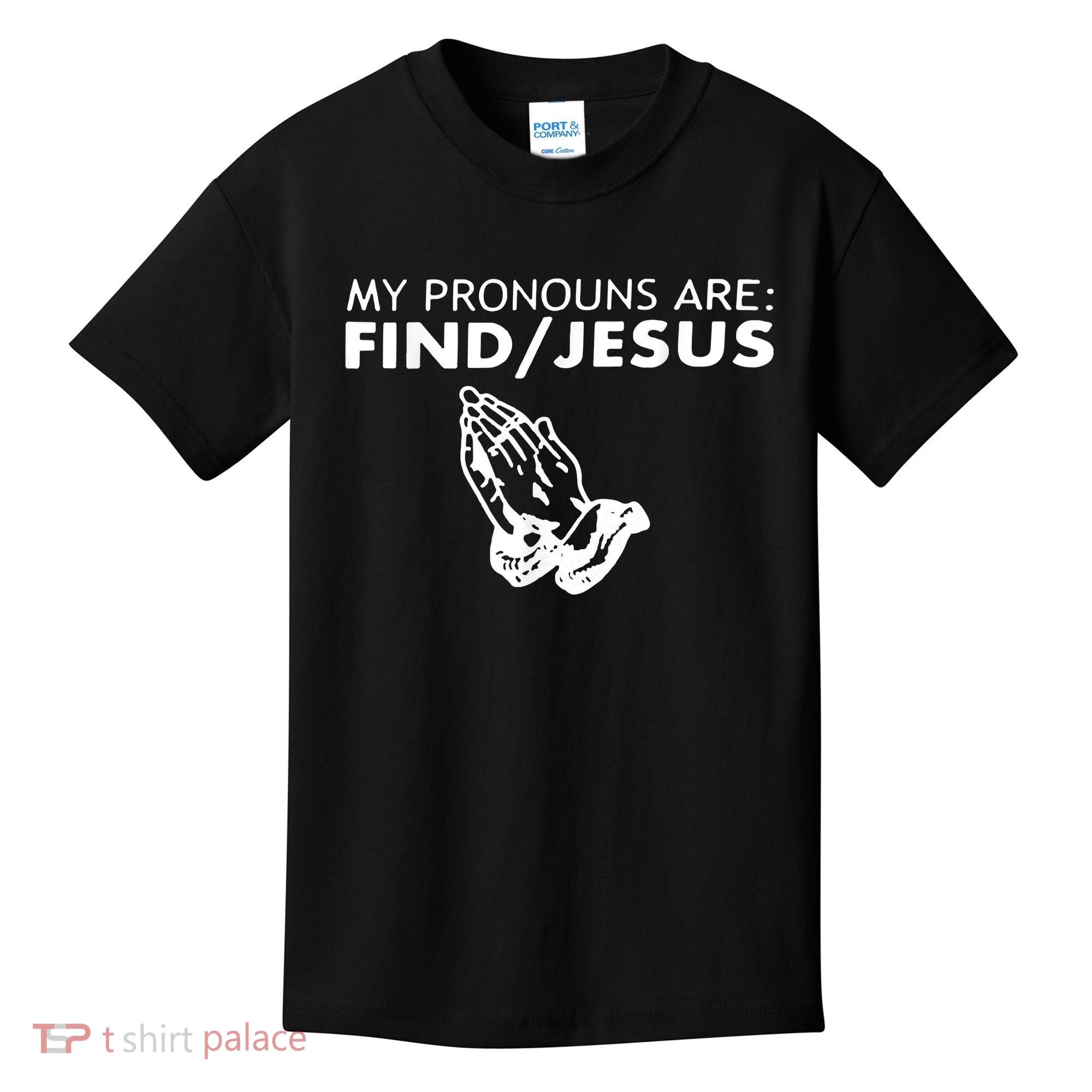 My Pronouns Are Find Jesus Retro Apparel Kids T-Shirt