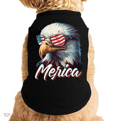 Merica Patriotic American Bald Eagle Funny 4th of July Doggie Tank