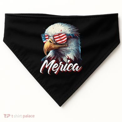 Merica Patriotic American Bald Eagle Funny 4th of July USA-Made Doggie Bandana