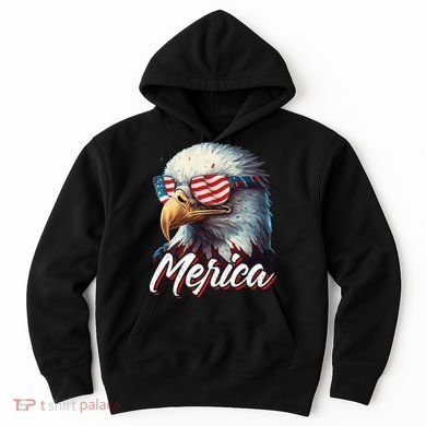 Merica Patriotic American Bald Eagle Funny 4th of July Hoodie
