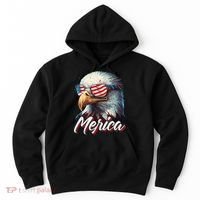 Merica Patriotic American Bald Eagle Funny 4th of July Hoodie thumb 0