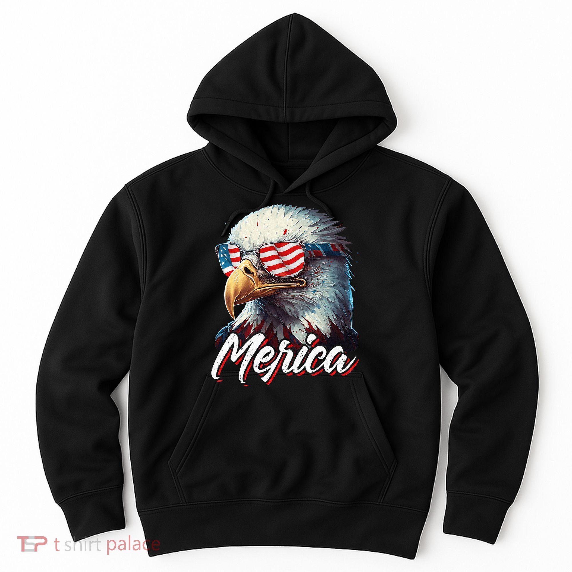 Merica Patriotic American Bald Eagle Funny 4th of July Hoodie