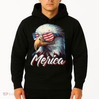 Merica Patriotic American Bald Eagle Funny 4th of July Hoodie thumb 2