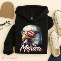 Merica Patriotic American Bald Eagle Funny 4th of July Hoodie thumb 4