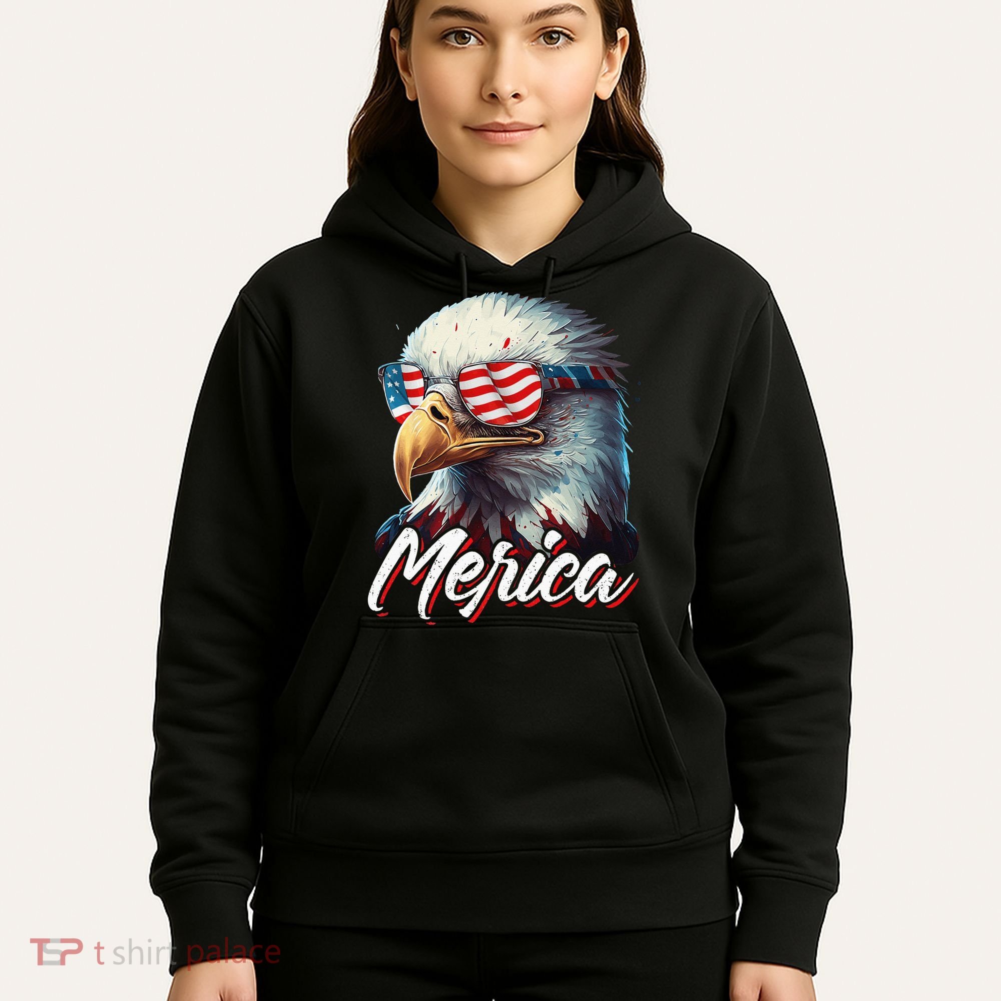 Merica Patriotic American Bald Eagle Funny 4th of July Hoodie