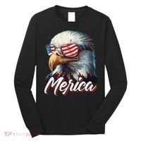 Merica Patriotic American Bald Eagle Funny 4th of July Long Sleeve Shirt thumb 0