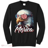 Merica Patriotic American Bald Eagle Funny 4th of July Sweatshirt thumb 0