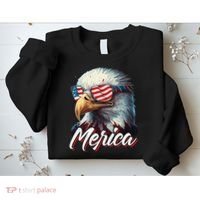 Merica Patriotic American Bald Eagle Funny 4th of July Sweatshirt thumb 2